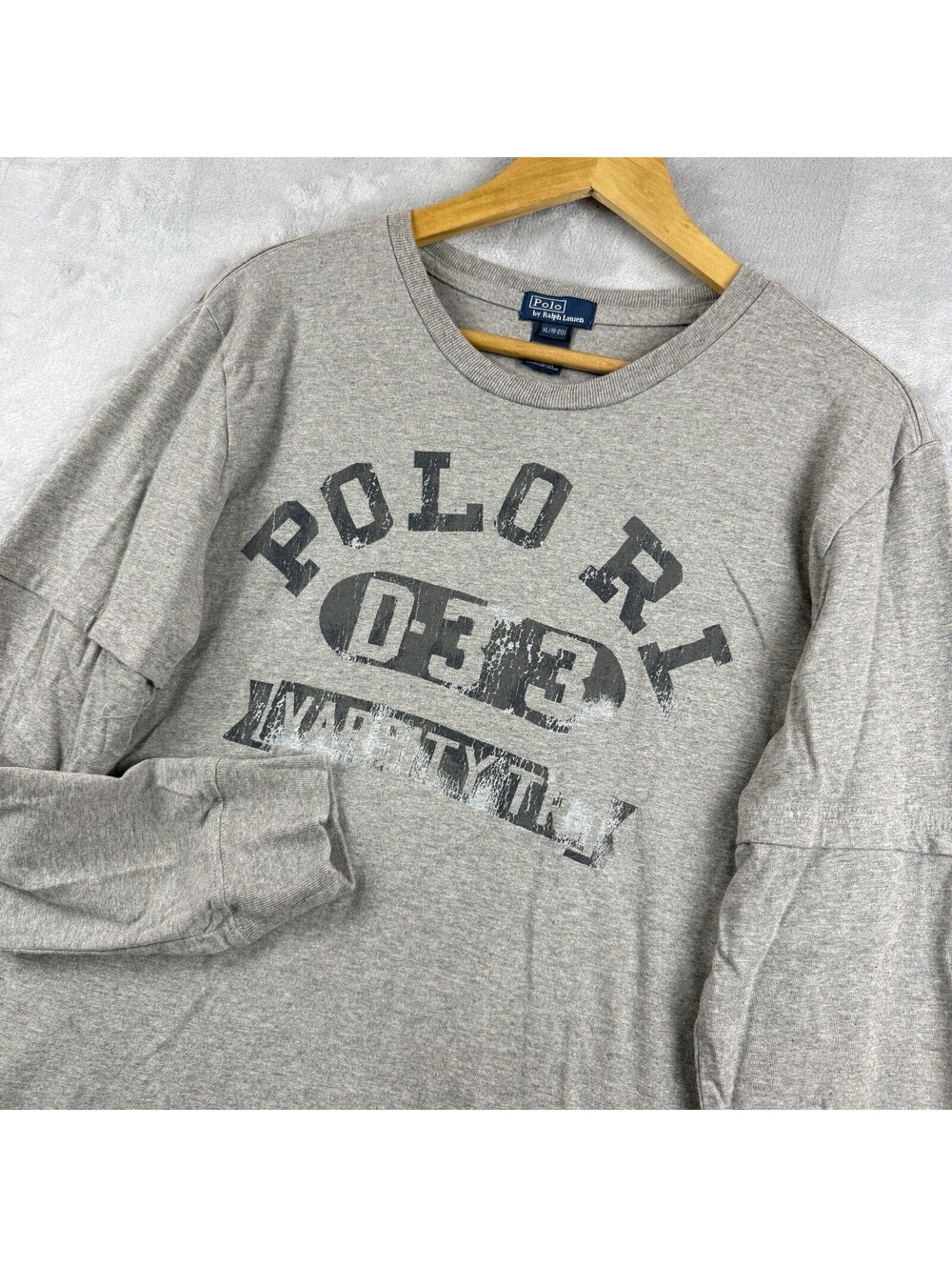 Polo Ralph Lauren VTG Layered Long Sleeve Shirt Youth XL (Fit S) Y2K Spellout